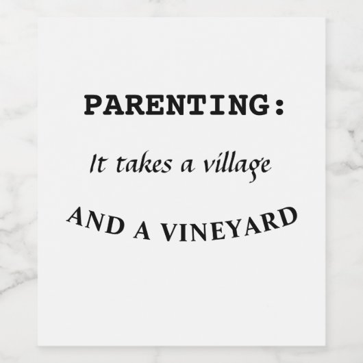 Wijnfles Aangepast label - Funny Ouderschap Quote Wijn Etiket (Enkel label)