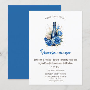 Wijnfles Blauwe Rozen Oefenavondmaal Kaart
