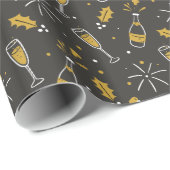 Wijnfles bril Holly Nieuwjaar Vuurwerk Cadeaupapier (Rol Hoek)