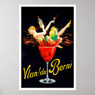 Wijnfles Champagne-drank Keuken Kunst Vintage Poster
