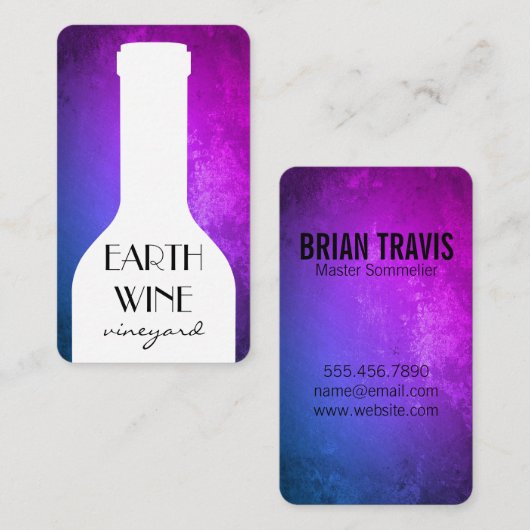 Wijnfles Chique rustieke achtergrond Visitekaartje (Voorkant / Achterkant)