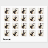 Wijnfles, druiven en kurken vierkante sticker (Vel)