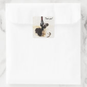 Wijnfles, druiven en kurken vierkante sticker (Tas)