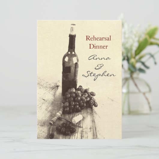 Wijnfles, druiven, schroefdraad en kurken kaart (Staand voorkant)