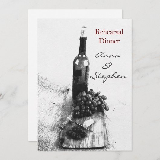 Wijnfles, druiven, schroefdraad kaart (Voorkant / Achterkant)