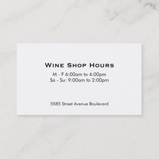 Wijnfles en druiven visitekaartje (Achterkant)