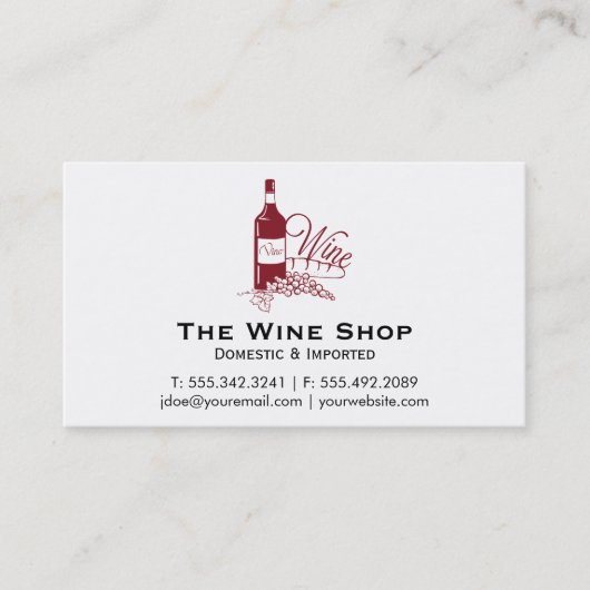 Wijnfles en druiven visitekaartje (Voorkant)