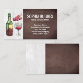Wijnfles en glas | Druiven Visitekaartje (Voorkant / Achterkant)