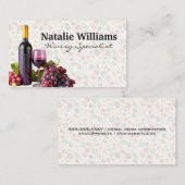 Wijnfles en glas en druiven visitekaartje (Voorkant / Achterkant)
