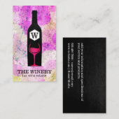 Wijnfles en glas | Kleurrijke Tie Dye Visitekaartje (Voorkant / Achterkant)