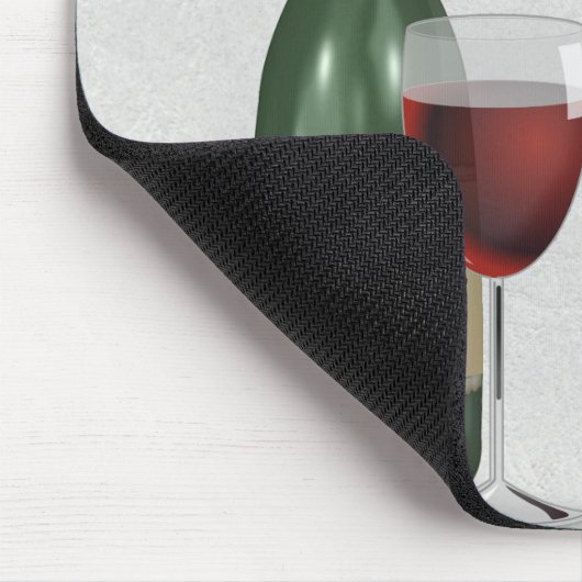 Wijnfles en -glas met prijsopgave muismat (Hoek)