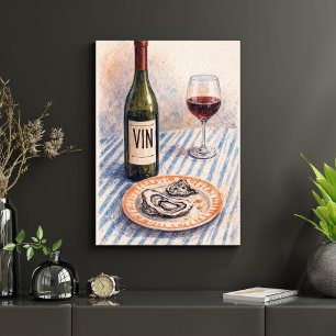 Wijnfles en Glas Muurkunstprint – Vintage Rood Poster