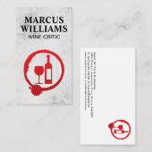 Wijnfles en Glas Vlek Logo | Grunge Achtergrond Visitekaartje (Voorkant / Achterkant)