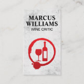 Wijnfles en Glas Vlek Logo | Grunge Achtergrond Visitekaartje (Voorkant)