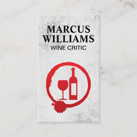 Wijnfles en Glas Vlek Logo | Grunge Achtergrond Visitekaartje (Voorkant)