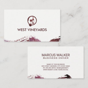 Wijnfles en glas   Vlek Waterverf geborsteld Visitekaartje