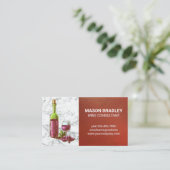 Wijnfles en glas | wijnvat | leer visitekaartje (Staand voorkant)