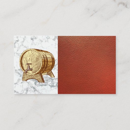 Wijnfles en glas | wijnvat | leer visitekaartje (Achterkant)