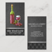  wijnfles en glazen ketel | Leder Visitekaartje (Voorkant / Achterkant)