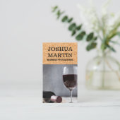 Wijnfles en glazen kurk achtergrond visitekaartje (Staand voorkant)