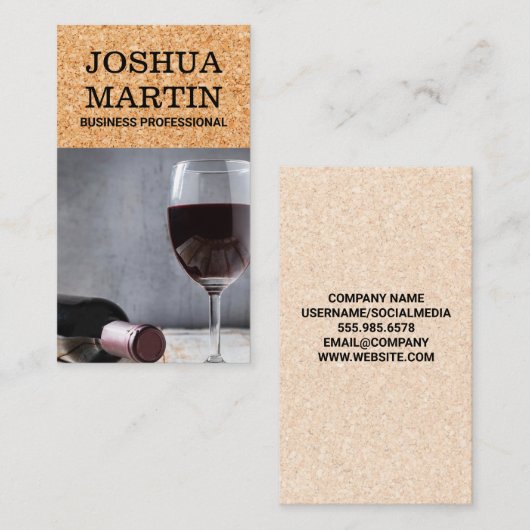 Wijnfles en glazen kurk achtergrond visitekaartje (Voorkant / Achterkant)