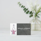 Wijnfles en glazen | Leisteen Visitekaartje (Staand voorkant)