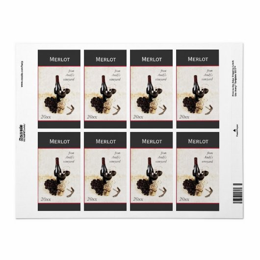 Wijnfles en glazen Wijnfles sticker (Full Sheet)