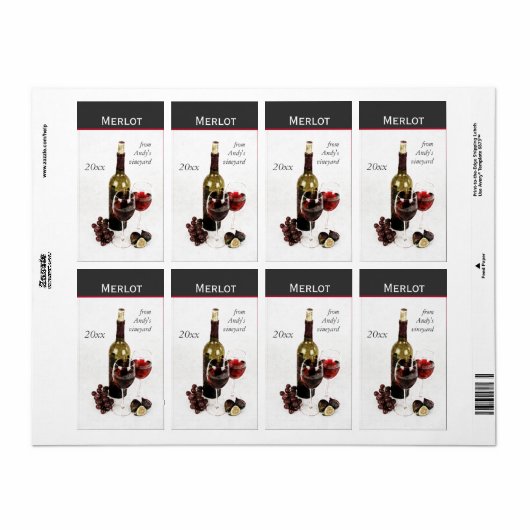 Wijnfles en glazen Wijnfles sticker (Full Sheet)