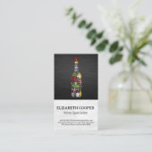 Wijnfles en pictogrammen visitekaartje (Staand voorkant)