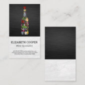 Wijnfles en pictogrammen visitekaartje (Voorkant / Achterkant)