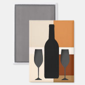 Wijnfles en twee wijnglazen magneet (Voorkant / Achterkant)