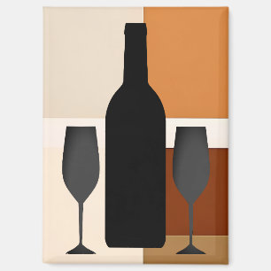 Wijnfles en twee wijnglazen magneet