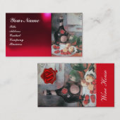 WIJNFLES EN VRUCHTEN ,RED WAX SEAL MONOGRAM VISITEKAARTJE (Voorkant / Achterkant)