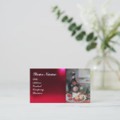 WIJNFLES EN VRUCHTEN ,RED WAX SEAL MONOGRAM VISITEKAARTJE (Staand voorkant)