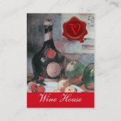 WIJNFLES EN VRUCHTEN ,RED WAX SEAL MONOGRAM VISITEKAARTJE (Achterkant)