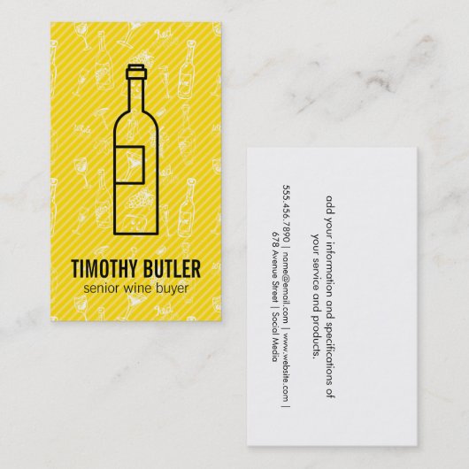 Wijnfles en Wijn Accessoire Patronen Visitekaartje (Voorkant / Achterkant)