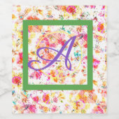 Wijnfles Etiket (4 "x 3,5") HAPPY SEED MONOGRAM (Enkel label)