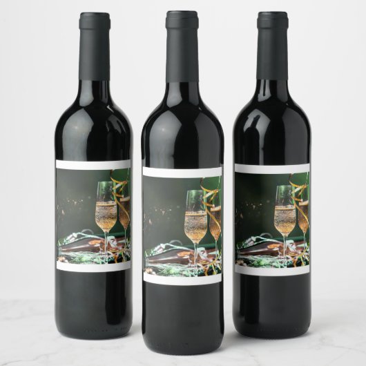 Wijnfles Etiket met Glas (Flessen)