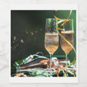 Wijnfles Etiket met Glas (Enkel label)