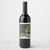 Wijnfles Etiket met Glas (Voorkant)