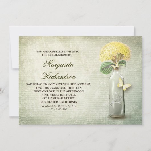 Wijnfles & gele bloemen vrijgezellenfeest nodigt u kaart (Voorkant)