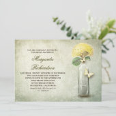 Wijnfles & gele bloemen vrijgezellenfeest nodigt u kaart (Staand voorkant)