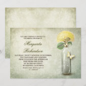 Wijnfles & gele bloemen vrijgezellenfeest nodigt u kaart (Voorkant / Achterkant)