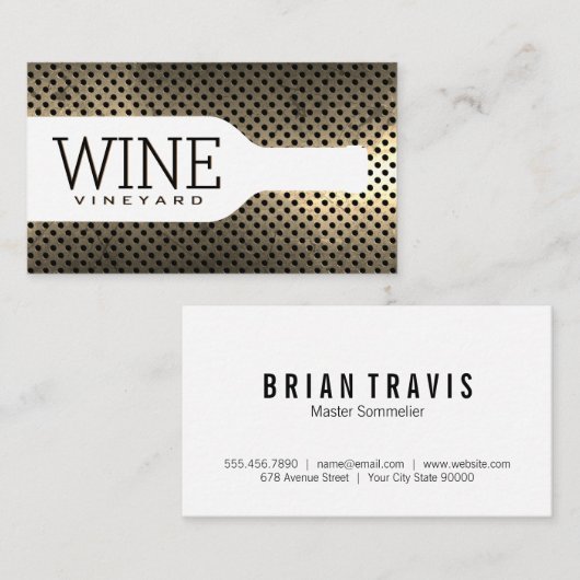 wijnfles |  geperforeerde achtergrond visitekaartje (Voorkant / Achterkant)