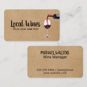 Wijnfles giet in glas | wijnproeverij visitekaartje (Voorkant / Achterkant)