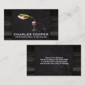 Wijnfles gieten | Marmer en hout Visitekaartje (Voorkant / Achterkant)