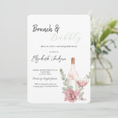 Wijnfles Glas Bloem Brunch & Mousserend Kaart (Staand voorkant)
