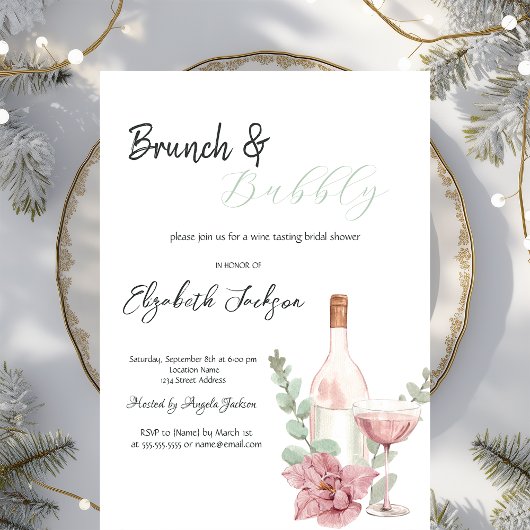 Wijnfles Glas Bloem Brunch & Mousserend Kaart