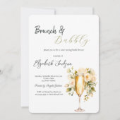 Wijnfles Glas Bloem Groen Brunch & Bruisend Kaart (Voorkant)