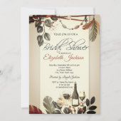Wijnfles Glas, Boho Bloemen Bruidsdouche Kaart (Voorkant)